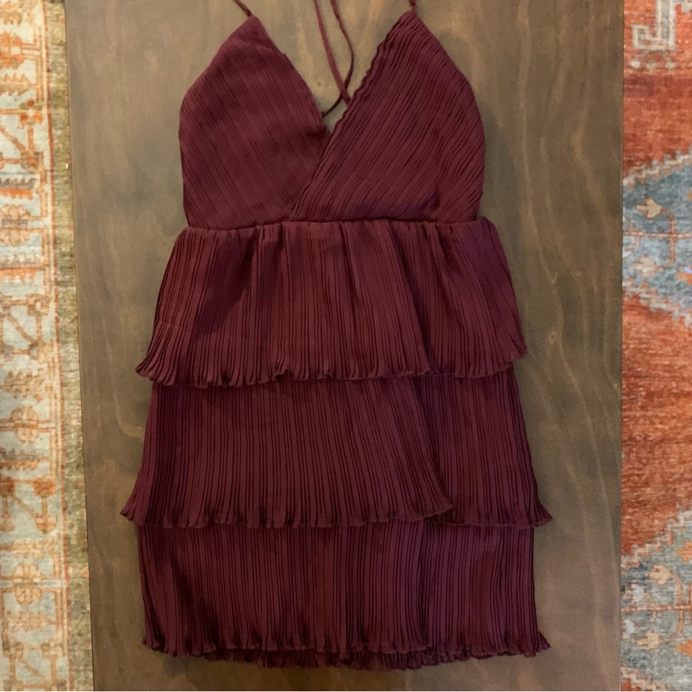 Altar’d State Wine Red Ruffle Dress Women’s Size Small Strappy Top